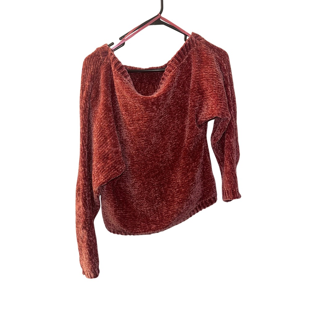 Gianni Bini Womens Rust Orange Chenille Knit Scoop Neck Sweater Small